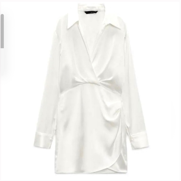 Zara white satin shirt dress - Picture 4 of 4